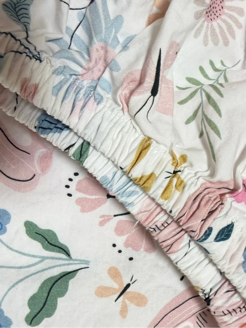 Pottery Barn Kids Crib Fitted Sheets Lot of 2 Floral Butterfly Cotton PBK